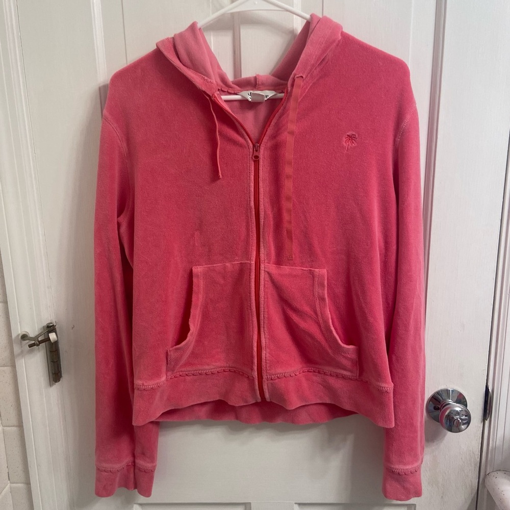 Vintage hot pink Lilly Pulitzer Terrycloth zip up jacket size XL white label